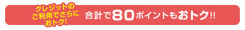クレジット利用でさらにおトク!合計80ポイントもおトク! クレジット利用でさらにおトク!合計80ポイントもおトク!